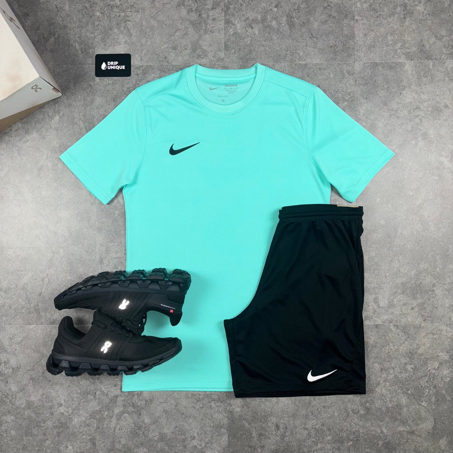 Nike Dri-Fit T-Shirt Turquoise Blue & Black Dri-Fit Shorts Set