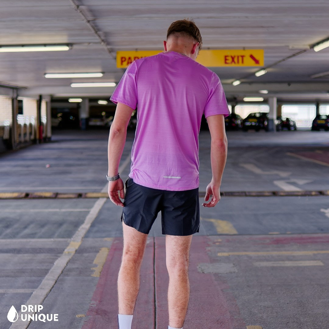 Nike Miler T-Shirt Lilac & Black Flex Stride Shorts Set