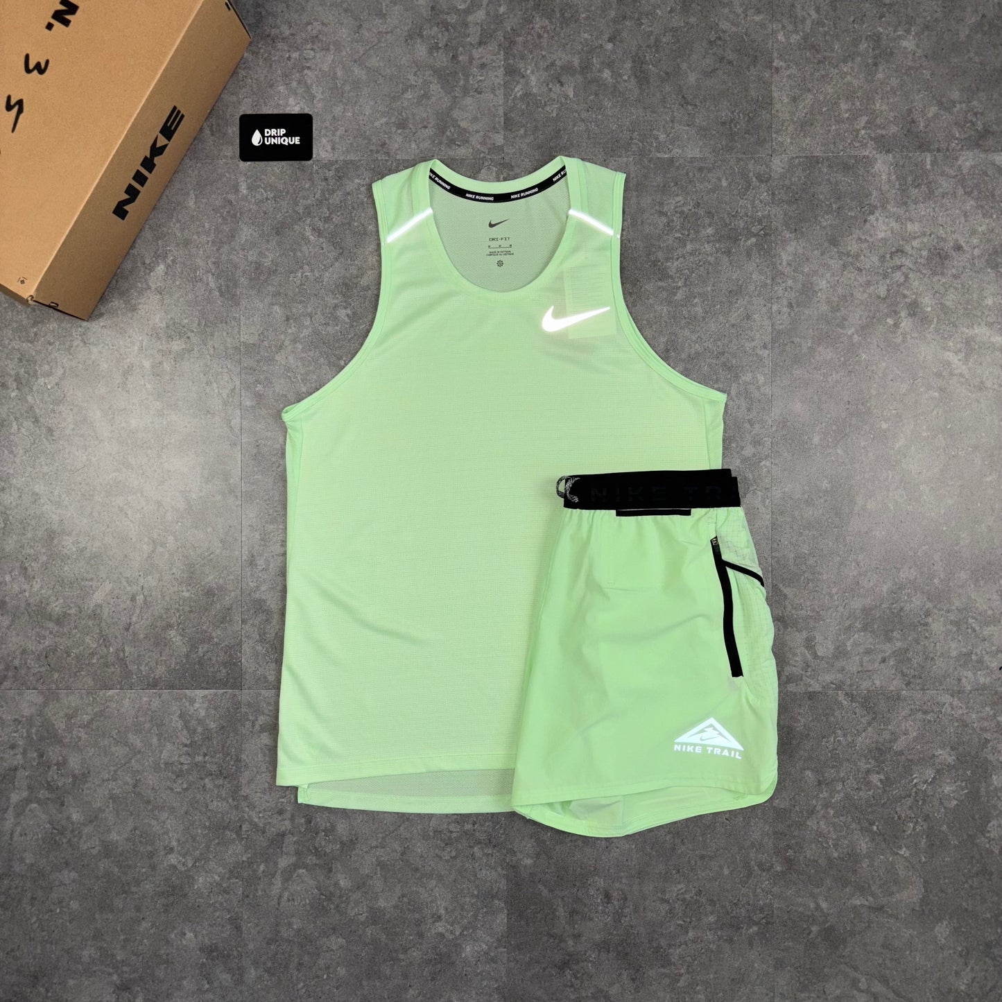 Nike Miler Vest Vapour Green & Vapour Green Trail Stride Shorts Set