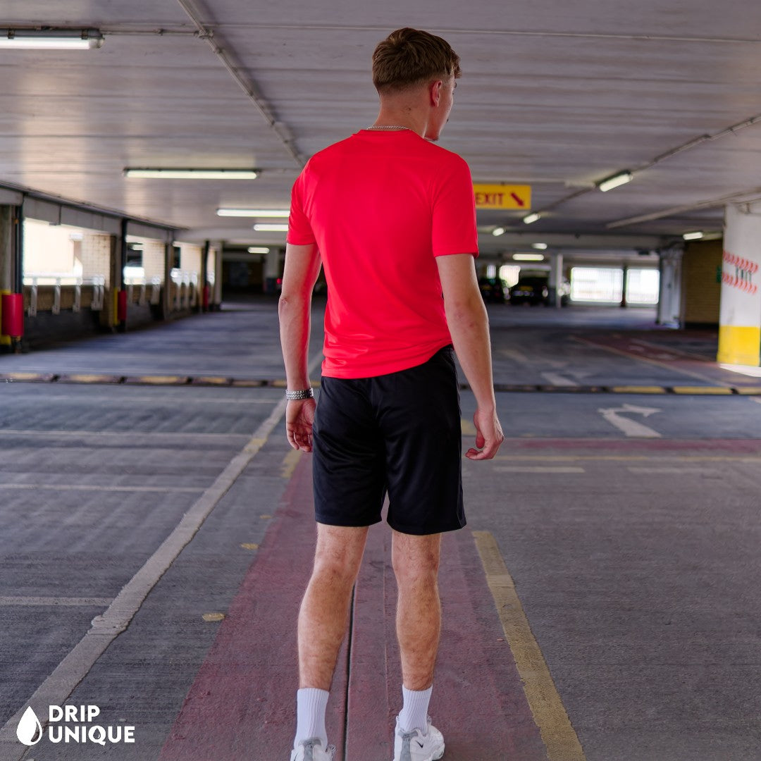 Nike Dri-Fi T-Shirt Crimson Red & Black Dri-Fit Shorts Set