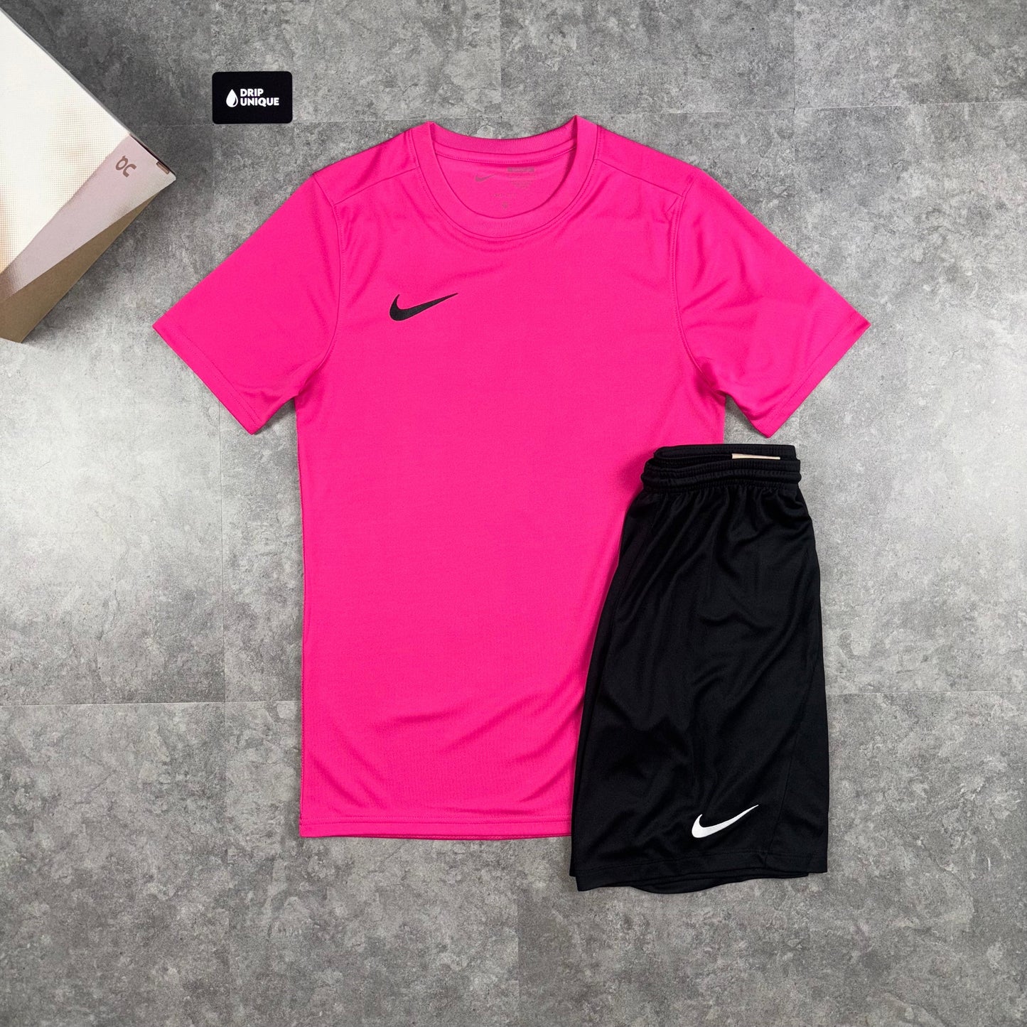 Nike Dri-Fit T-Shirt Hot Pink & Black Dri-Fit Shorts Set