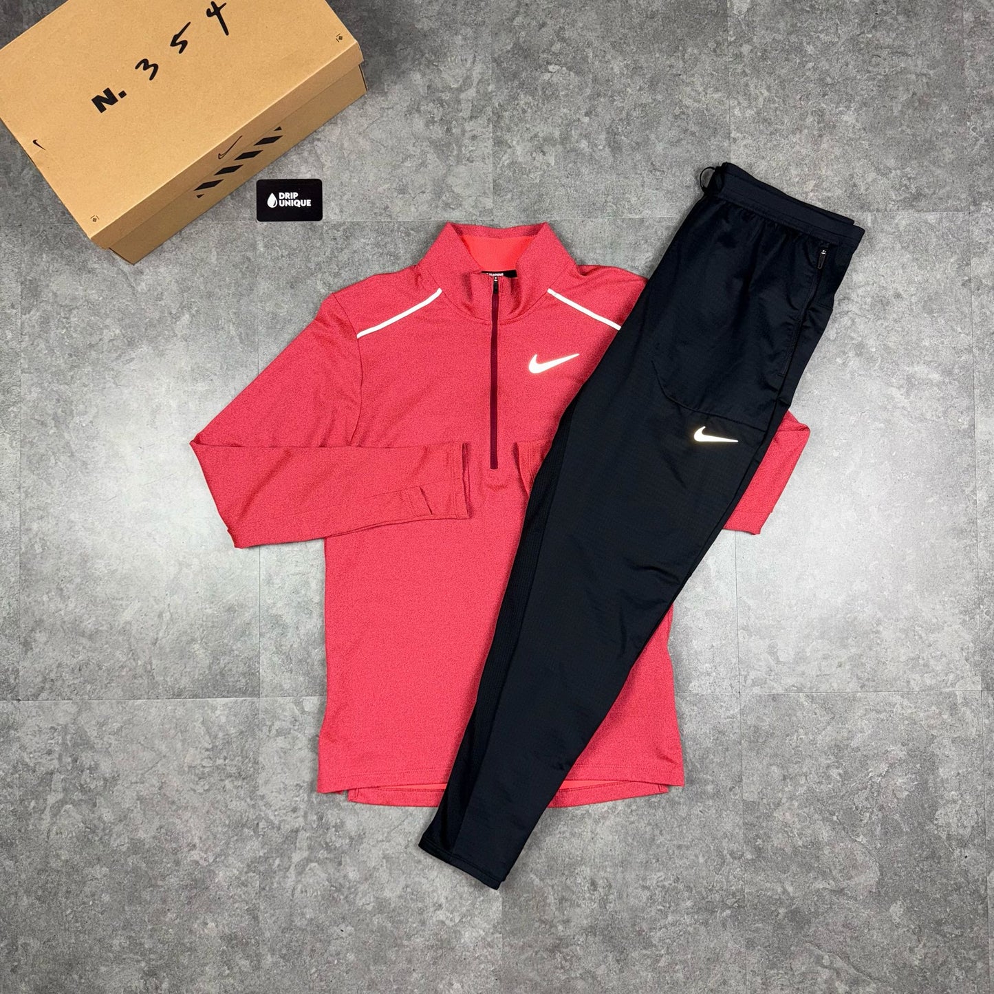 Nike Element 3.0 1/4 Zip Pink & Black Phenom Pants Set