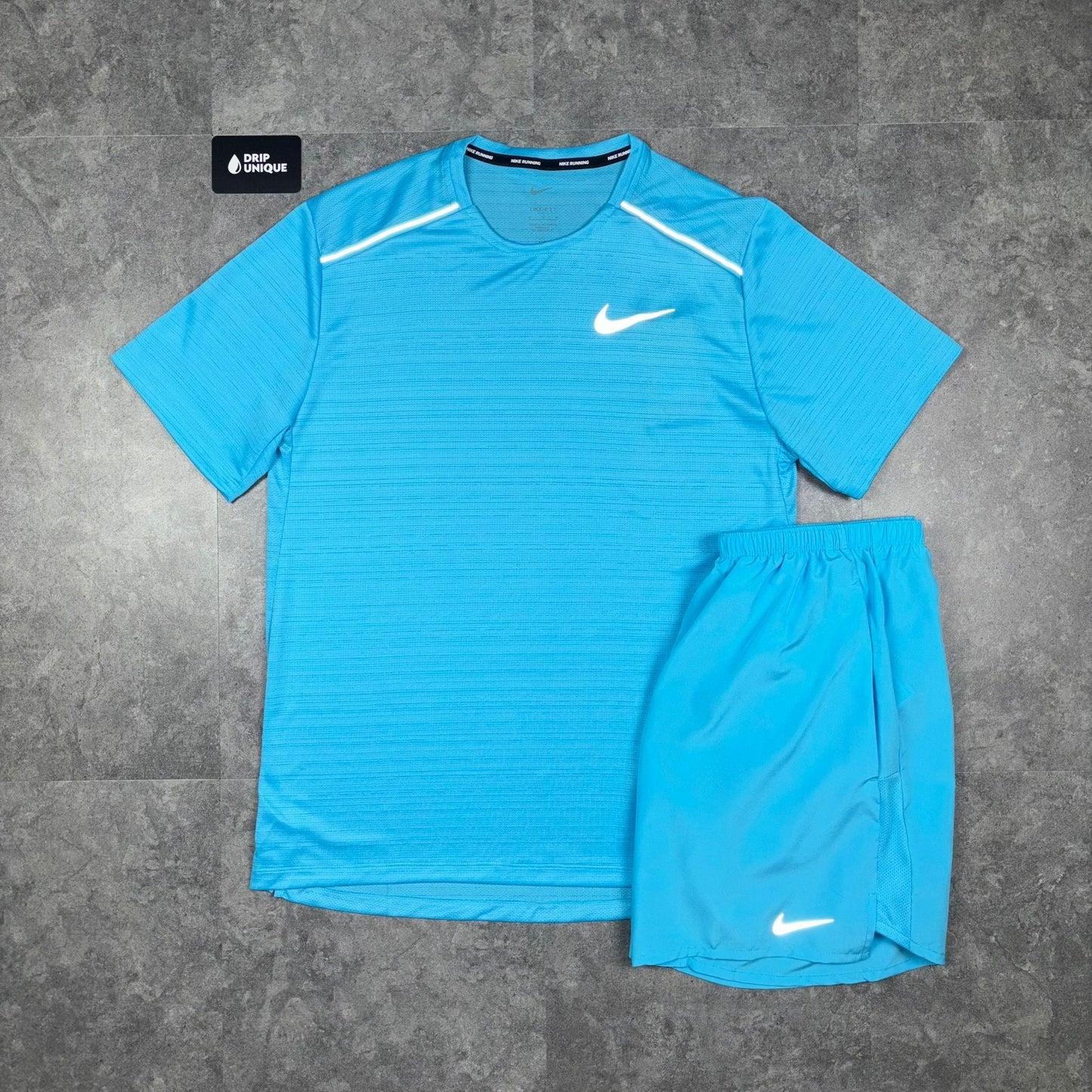 Nike Miler T-Shirt Baltic Blue & Baltic Blue Challenger Shorts Set