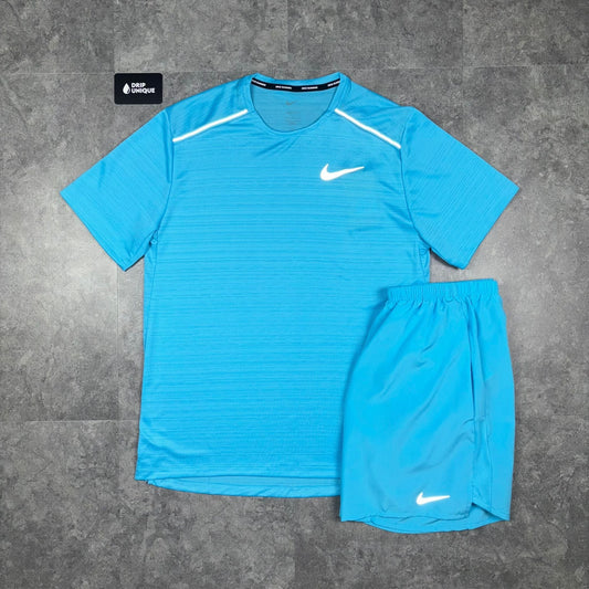 Nike Miler T-Shirt Baltic Blue & Baltic Blue Challenger Shorts Set