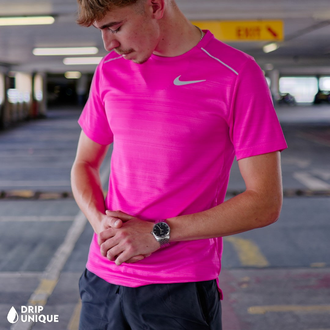 Nike Miler T-Shirt Hot Pink & Black Flex Stride Shorts Set