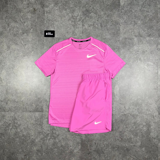 Nike Miler T-Shirt Playful Pink & Playful Pink Challenger Shorts Set