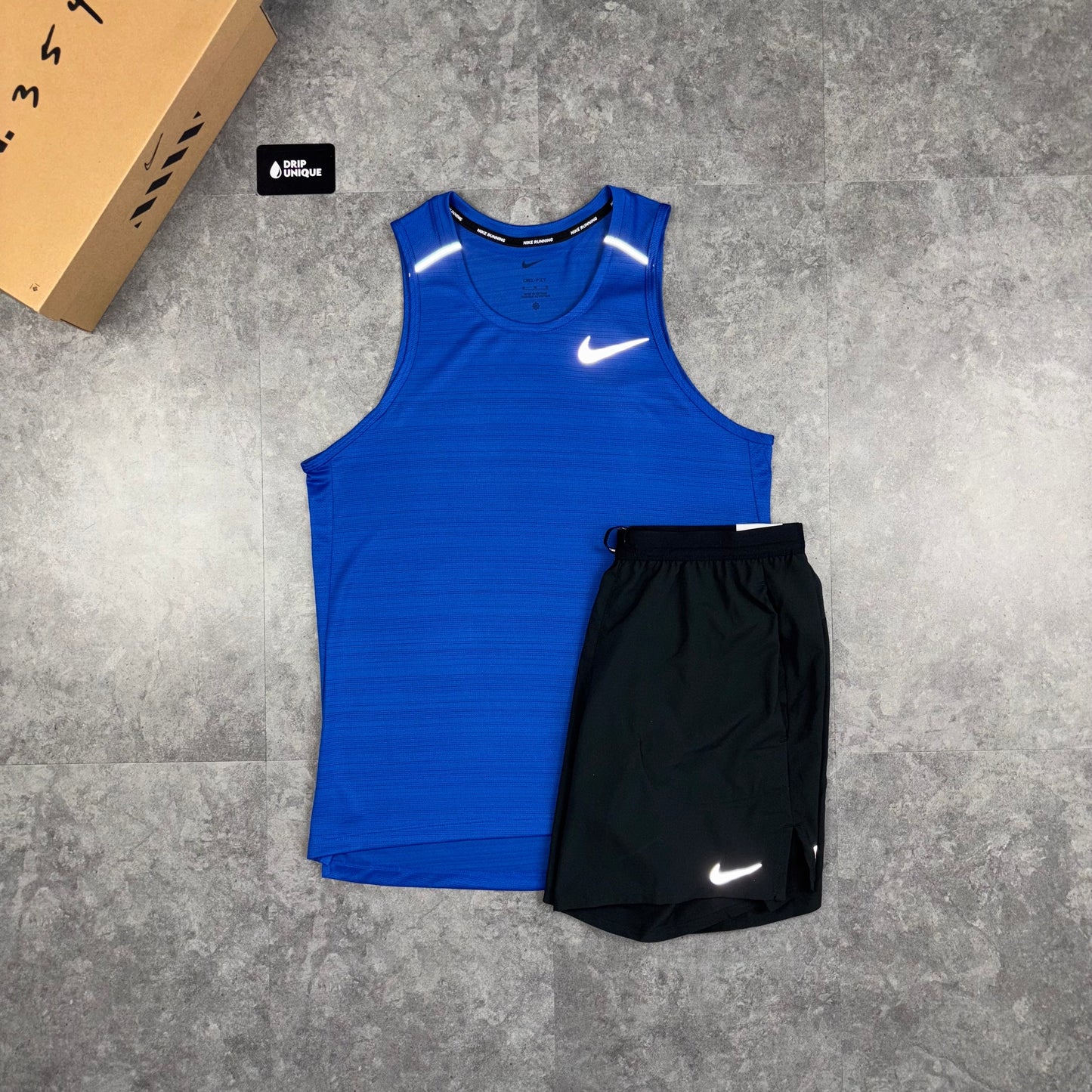 Nike Miler Vest Royal Blue & Black Flex Stride Shorts Set