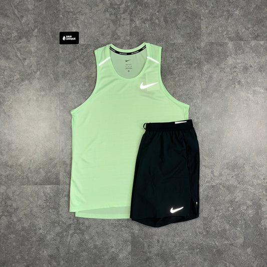 Nike Miler Vest Vapour Green & Black Flex Stride Shorts Set