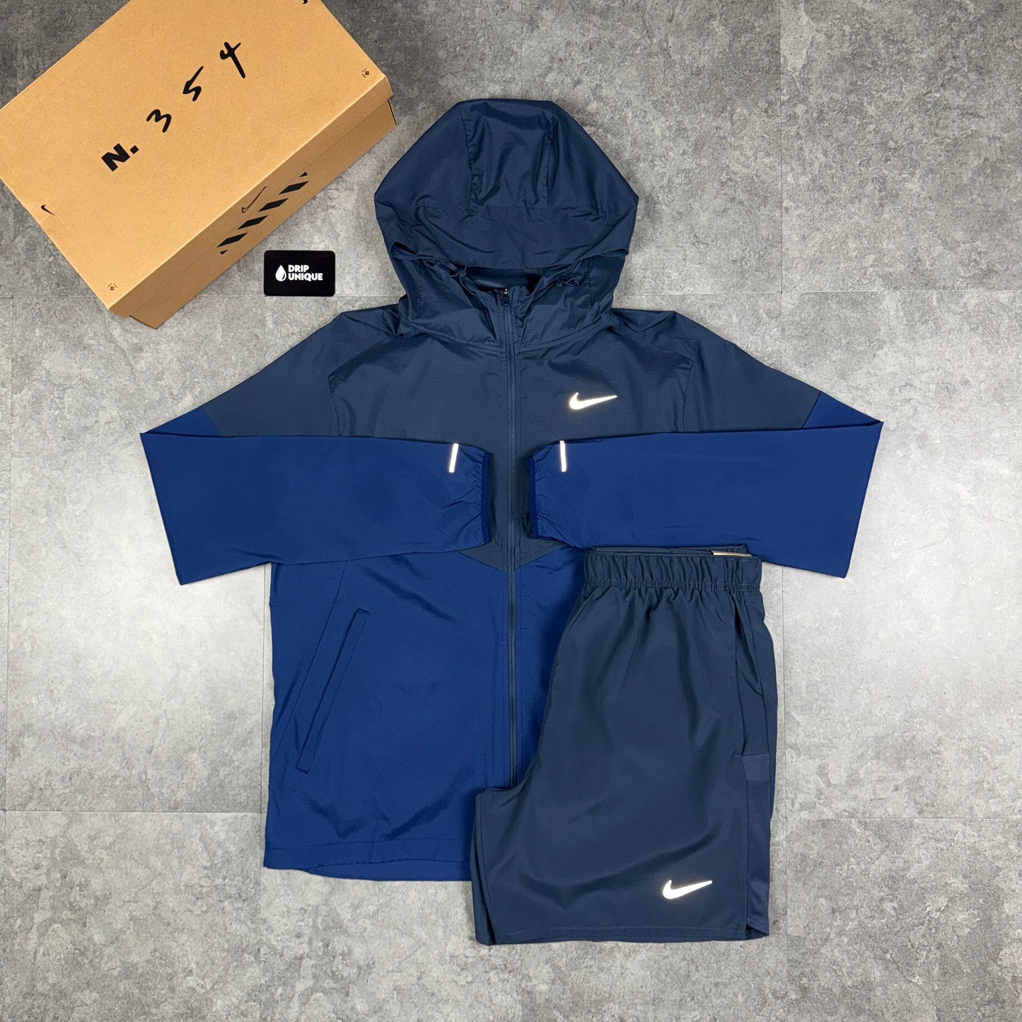 Nike UV Windrunner Jacket Thunder Blue & Blue Challenger Shorts Set